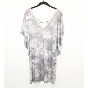 Dotti Dress Womens Small Gray Tie Dye Knee Length Stretch Short‎ Sleeve Pool